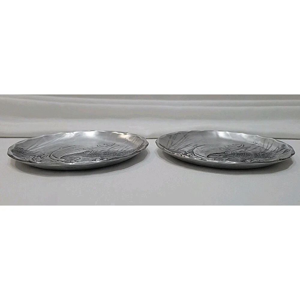 Wendell August Forge Handcrafted Metal Coasters Pittsburgh Fish Scene Sm Plates